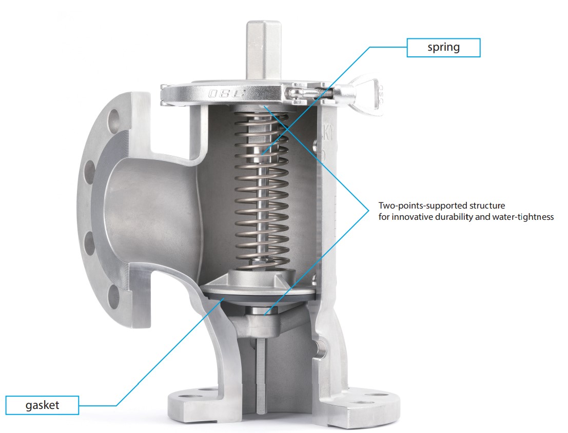 Diagram showing streamlined structure with low loss compared to a foot valve